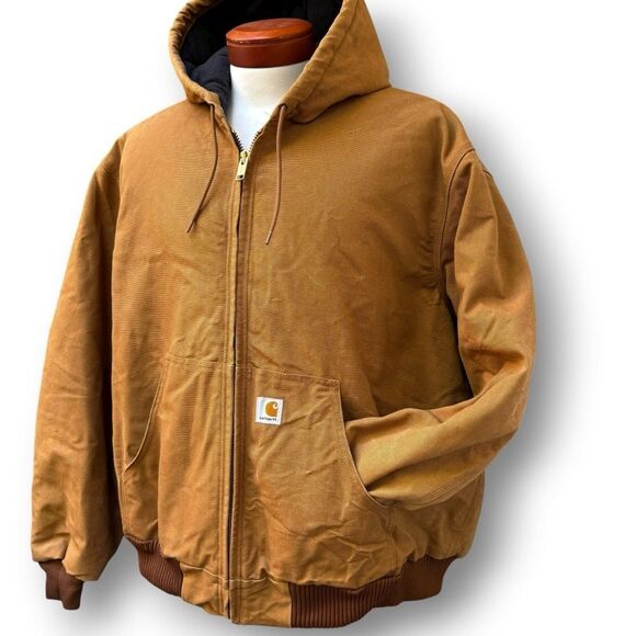 Carhartt Other - Vintage Carhartt J140 BRN Hooded Active Jacket Quilted Men’s size XXL 2XL Wheat